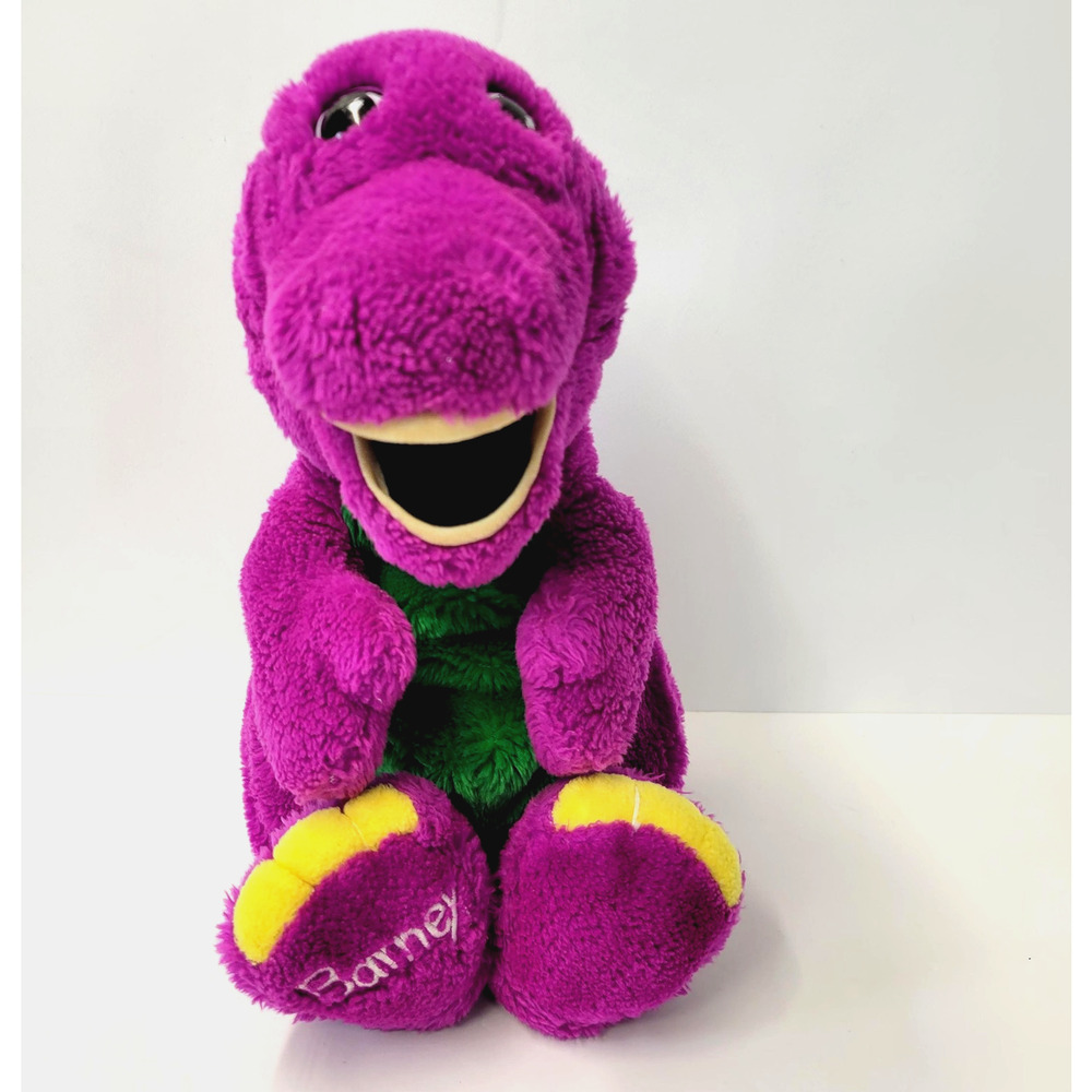 Vtg Barney Purple Dinosaur Plush Stuffed Animal 13" Barney & Friends Toy Doll